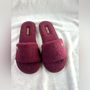 Michael Kors Women's Plush Maroon Slippers
